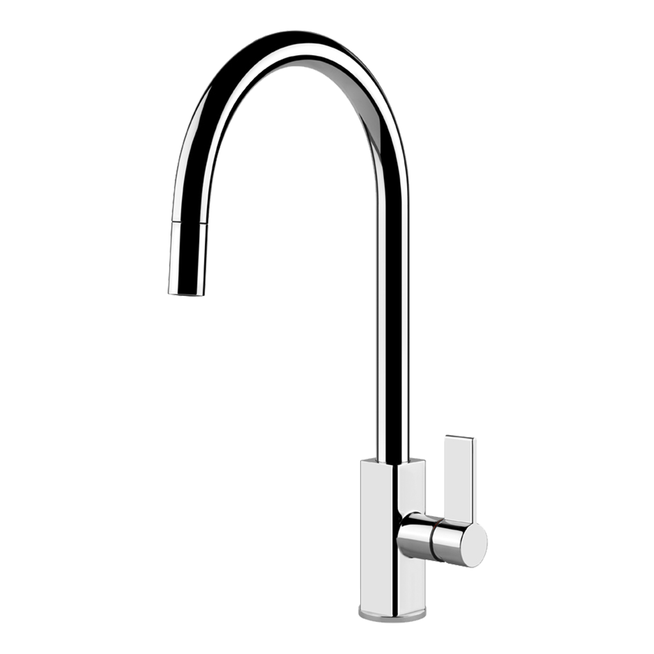 MONACO Miscelatore lavello girevole con doccetta estraibile monogetto  - CROMO