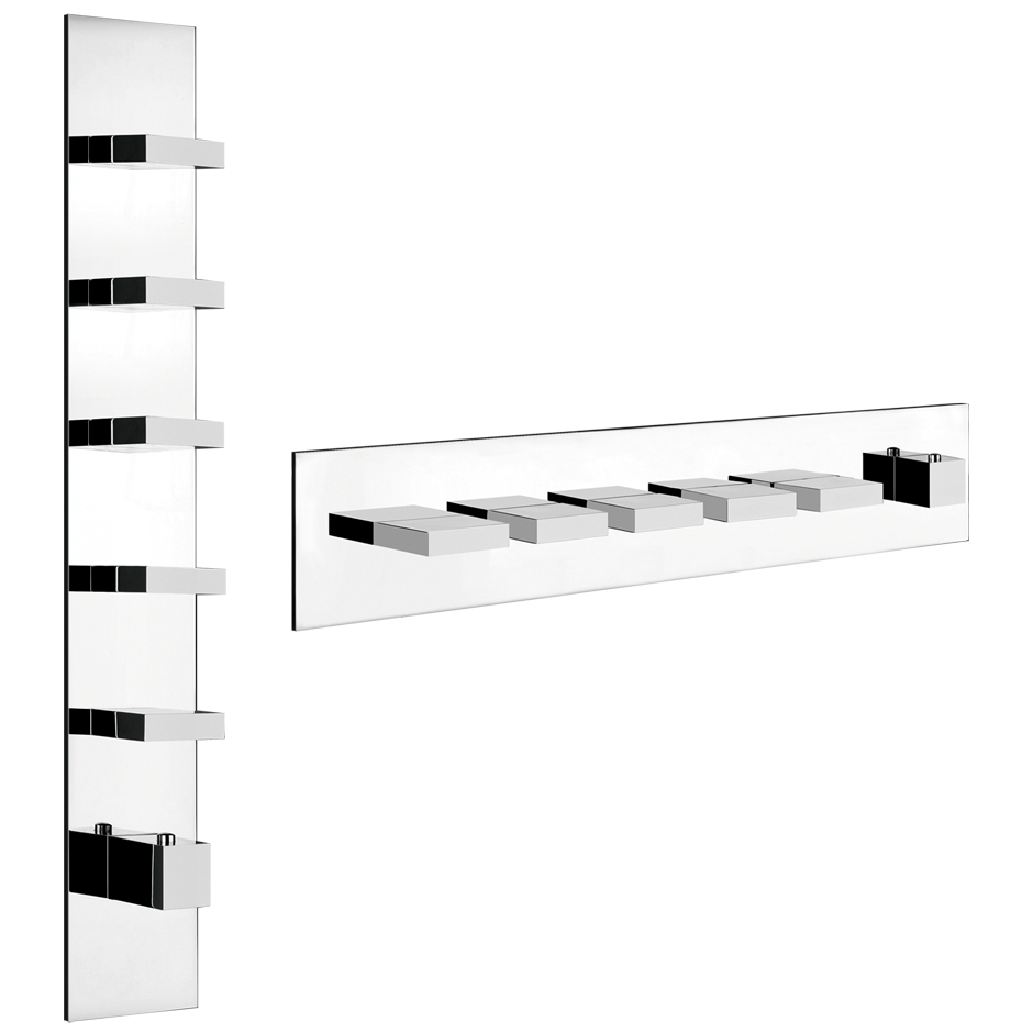 RETTANGOLO SHOWER Parte esterna Miscelatore termostatico alta portata a parete 5 uscite indipendenti . Installazione verticale/orizzontale. - COPPER PVD