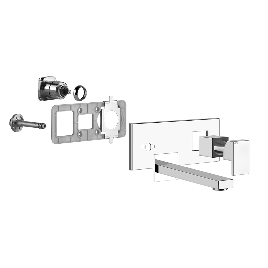 RETTANGOLO Parte esterna Miscelatore a parete bocca media senza scarico - COPPER PVD
