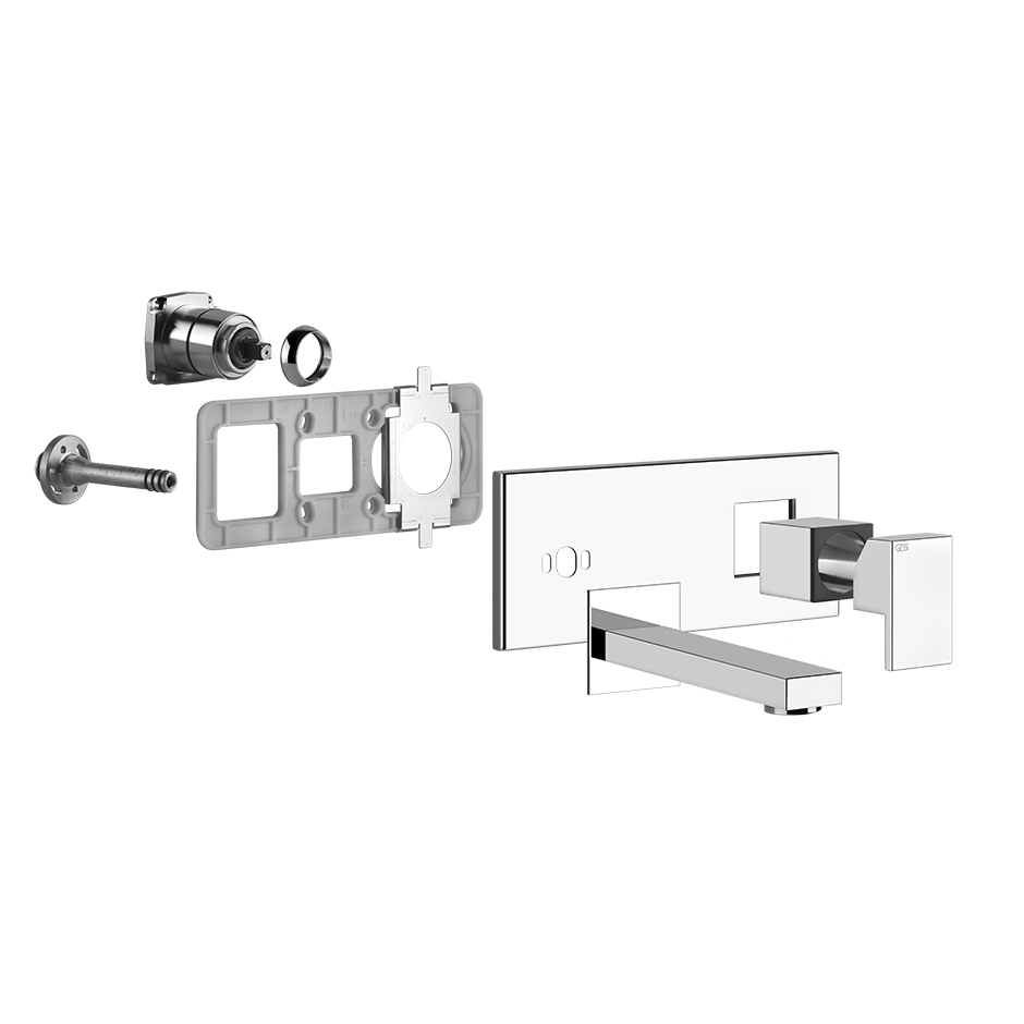 RETTANGOLO Parte esterna Miscelatore a parete bocca corta senza scarico - COPPER PVD