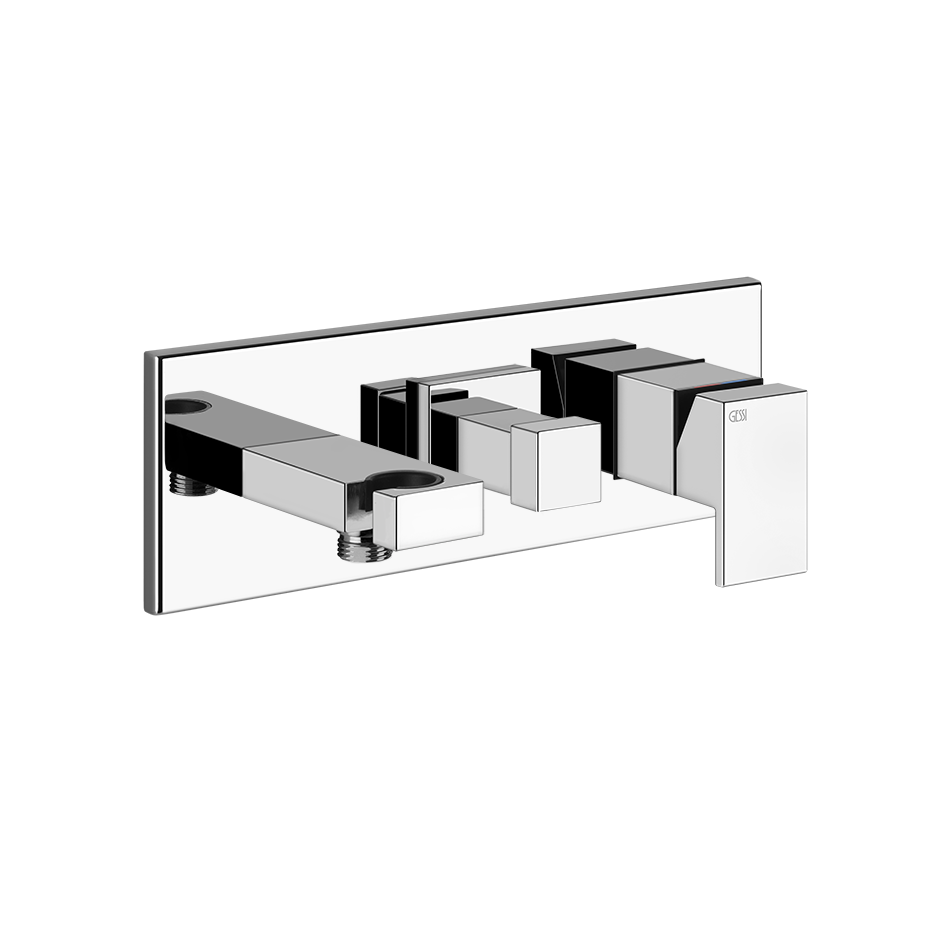 RETTANGOLO Parte esterna Miscelatore Doccia a parete 2 vie con deviatore, presa acqua e supporto doccetta . Da completare con doccetta e flessibile - COPPER PVD