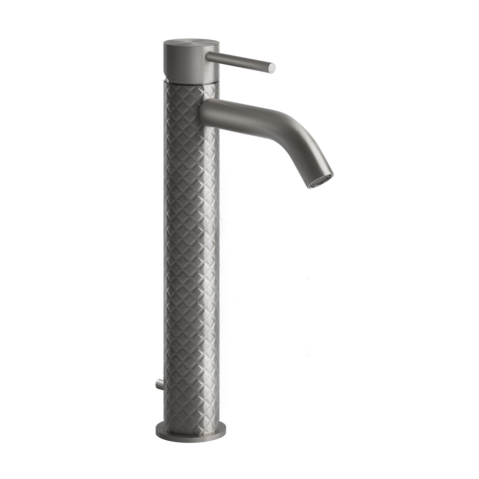 INTRECCIO Miscelatore Lavabo alto bocca corta con scarico con flessibili di collegamento - STEEL BRUSHED