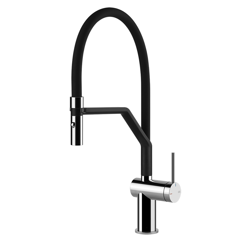 INEDITO Miscelatore Semi-Pro monocomando girevole con doccetta doppio getto  - CROMO