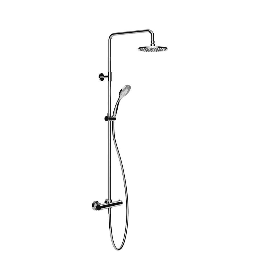 Miscelatore Termostatico a parete con soffione, deviatore automatico bagno/doccia, flessibile 1,50, saliscendi e doccetta anticalcare - CROMO