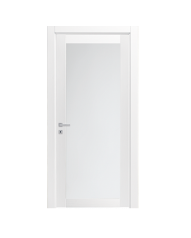 PORTALACASA BIANCO MATRIX VETRO( BATTENTE REVERSIBILE ) - 800x2100 h + TELAIO da 105 a 125 mm