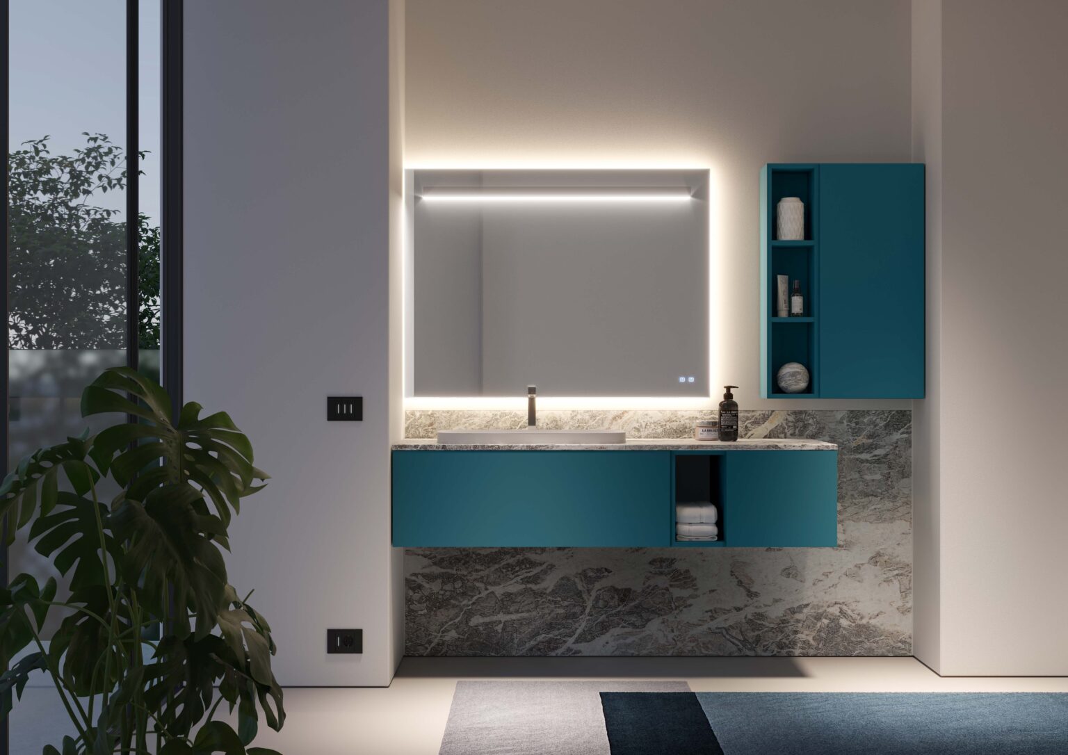 IDEA-DOGMA-KIT-04-MOBILE-DA-BAGNO-(LACCATO-BLU-RANA-OPACO)