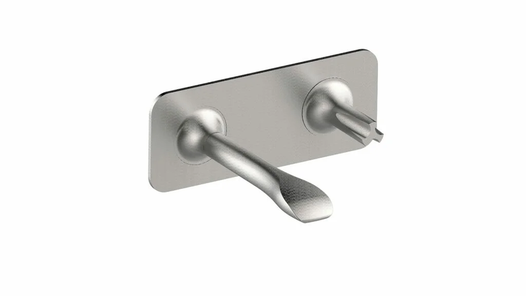 BONGIO ToolS Miscelatore a parete con bocca/doccetta estraibile e piastra in acciaio spazzolato 316 e cartuccia progressiva. Uso: lavabo/cucina. Installazione orizzontale o verticale.