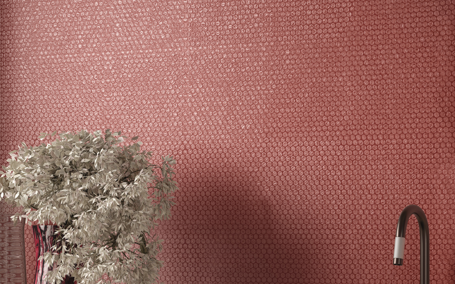 DIESEL PLURIBALL DEEP PINK PLURIBALL DECOR ORO GLOSSY SQ. 20X20