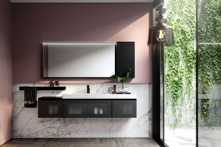 IDEA-CUBIK-KIT-#2-MOBILE-DA-BAGNO-(LACCATO-NERO-OPACO)