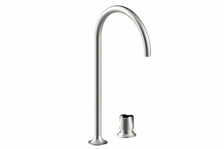 BONGIO ToolS Gruppo lavabo bordo piano 2 fori in acciaio spazzolato 316 con cartuccia tradizionale con bocca alta.