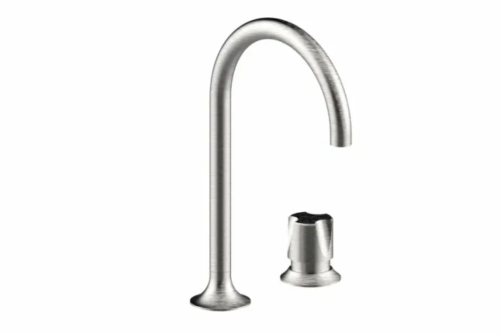 BONGIO ToolS Gruppo lavabo bordo piano 2 fori in acciaio spazzolato 316 con cartuccia tradizionale.