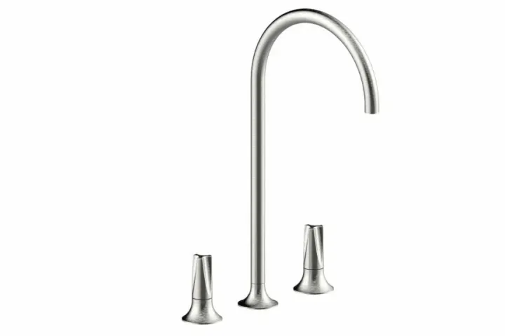 BONGIO ToolS Gruppo lavabo bordo piano 3 fori in acciaio spazzolato 316 con bocca alta.